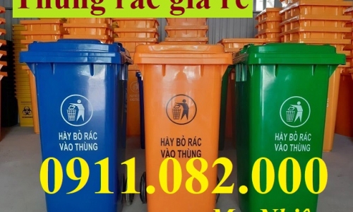  Thùng rác thông thường 120l 240l giá rẻ- thùng rác phân loại 3 màu- l